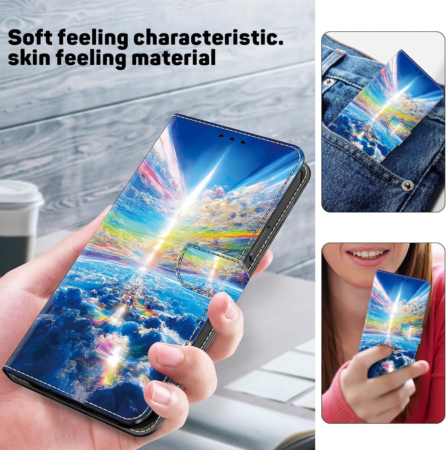 Detalle de TUOLISG Case for Samsung Galaxy S25 Ultra 6.8" – Flip Wallet with Magnetic Closure, Card Slot and Stand