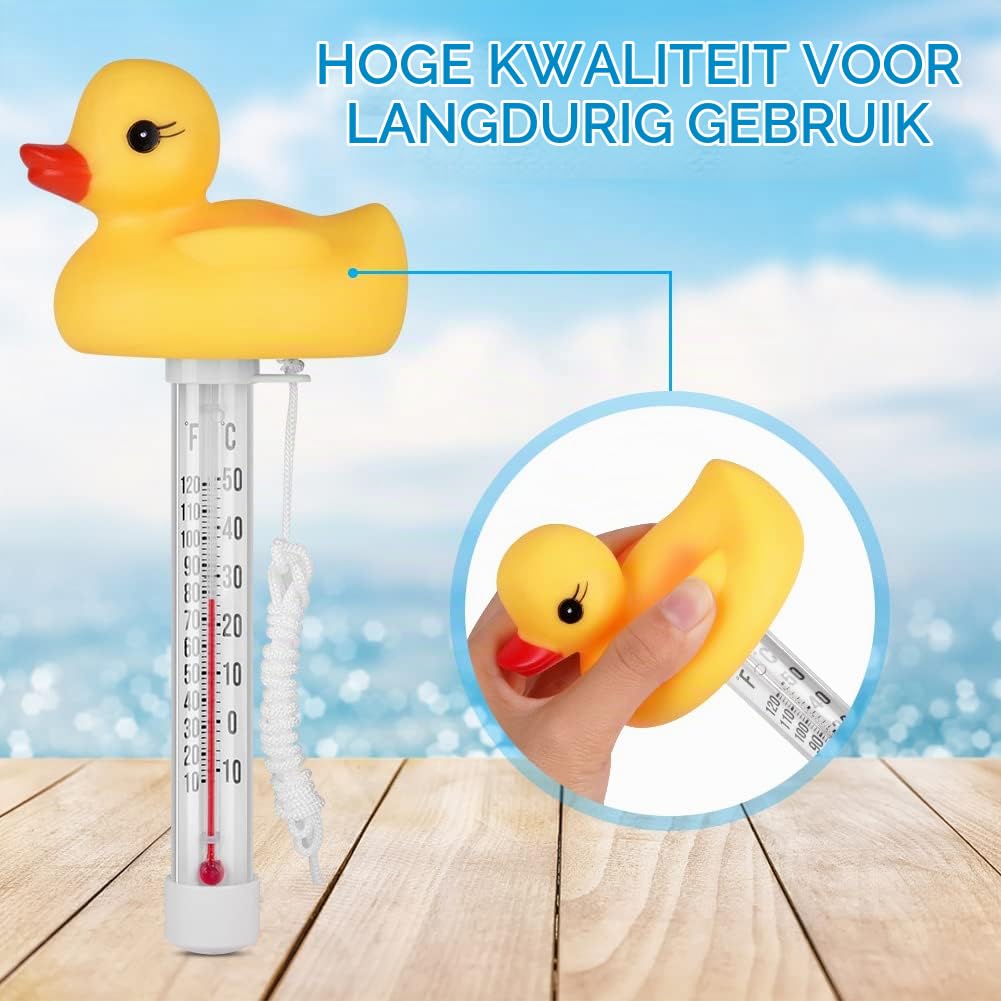Thumbnail 4 de OFFCUP Duckling drijvende zwembadthermometer met digitaal display, gele eend