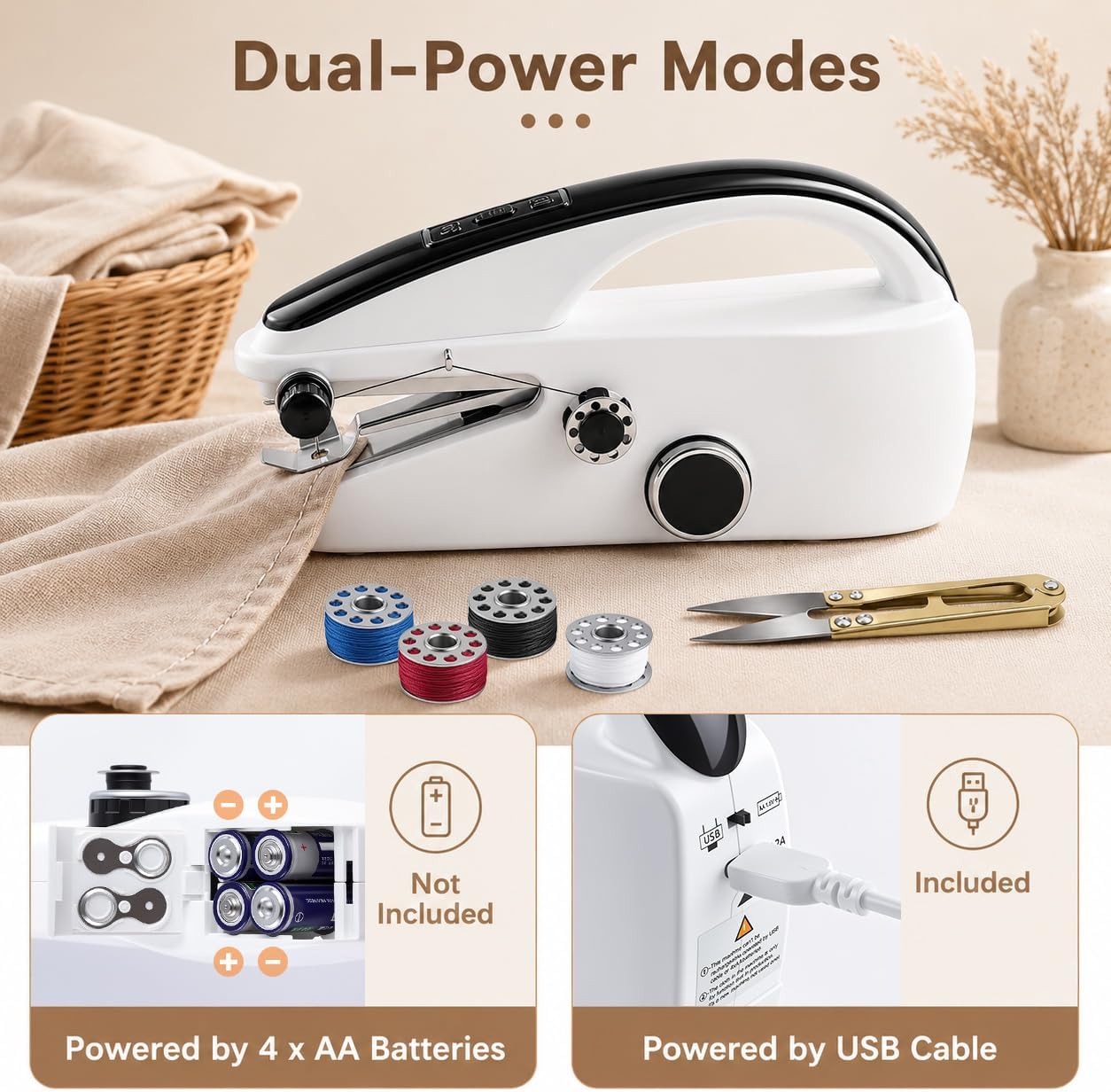 Thumbnail 1 de CINAMON Handheld Sewing Machine: A compact, dual‑power helper for quick mends and small projects