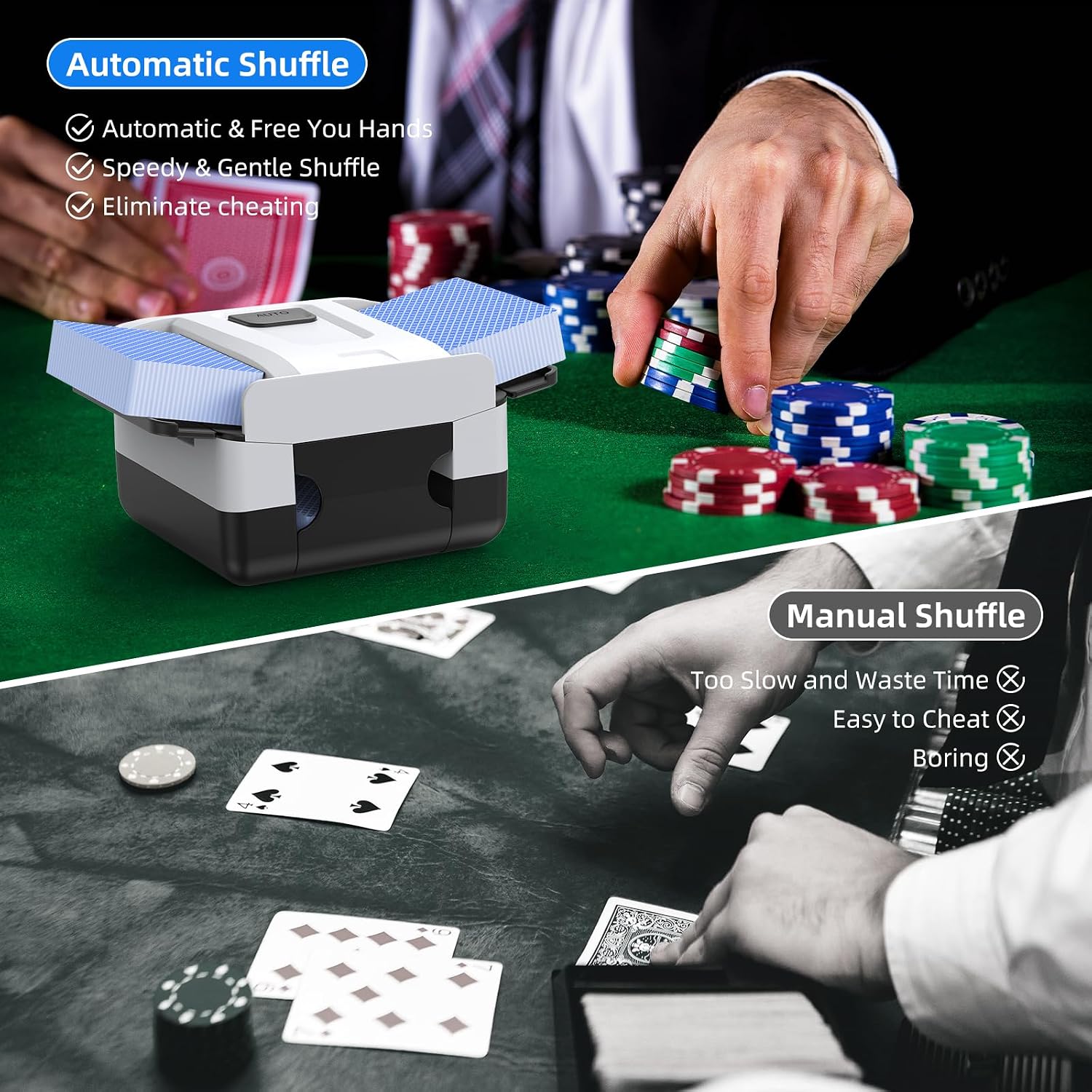 Thumbnail 5 de AOOELLO Automatic Card Shuffler 1-2 Decks 🎴