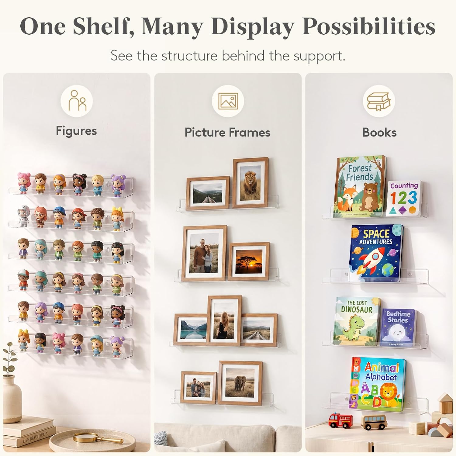 Thumbnail 6 de Lifewit 23120 Clear Floating Wall Shelves, 10-Pack for 12-Inch Vinyl