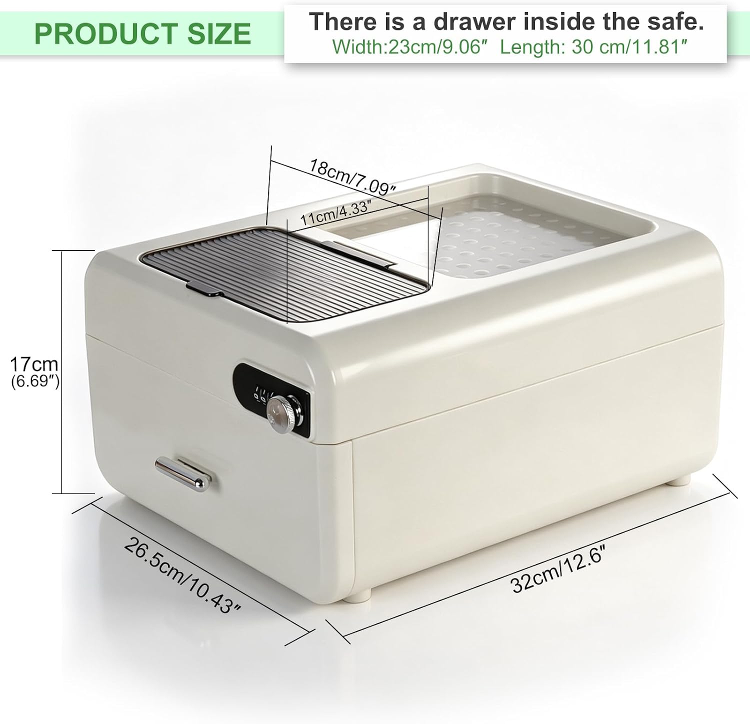 Detalle de Uotyle Lockable Storage Container, 11L White Drawer with 3-Digit Lock
