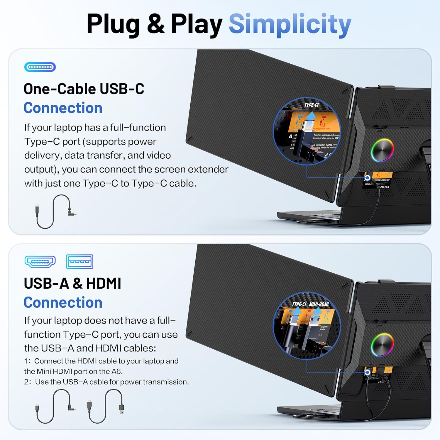 Thumbnail 4 de Anyking 14” FHD Laptop Screen Extender: Portable Dual Monitor for 13–17.3” Laptops