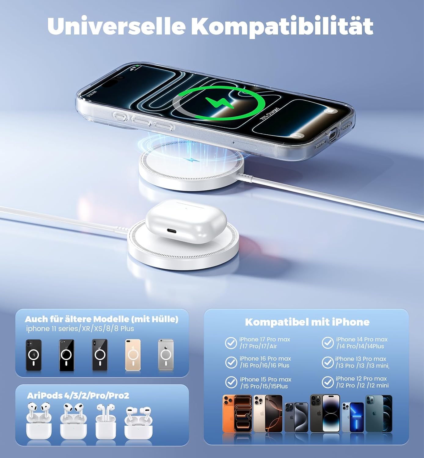 Detalle de Mag-Safe Ladegerät 15W Qi Magnet
