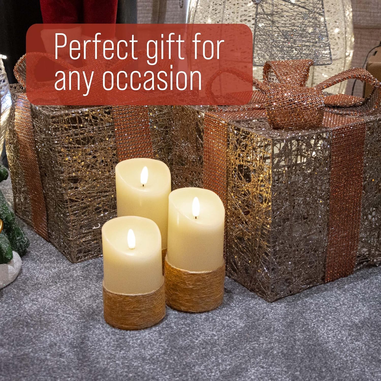 Thumbnail 1 de iN LED Candles (Set of 3) with dancing flame effect, rope design and remote control