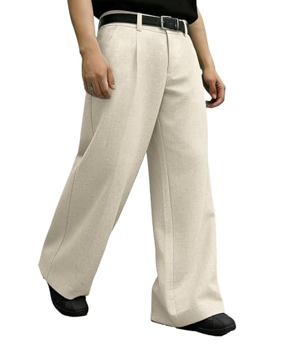Detalle de FEDTOSING Mens Baggy Dress Trousers: Wide Leg Linen Pants for Everyday Streetwear