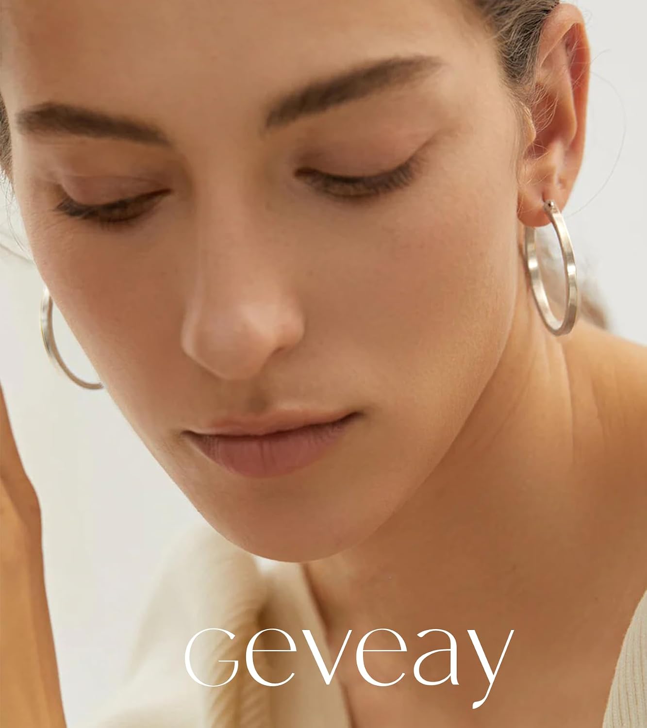 Detalle 2 de Geveay Sterling Silver Hoop Earrings 925