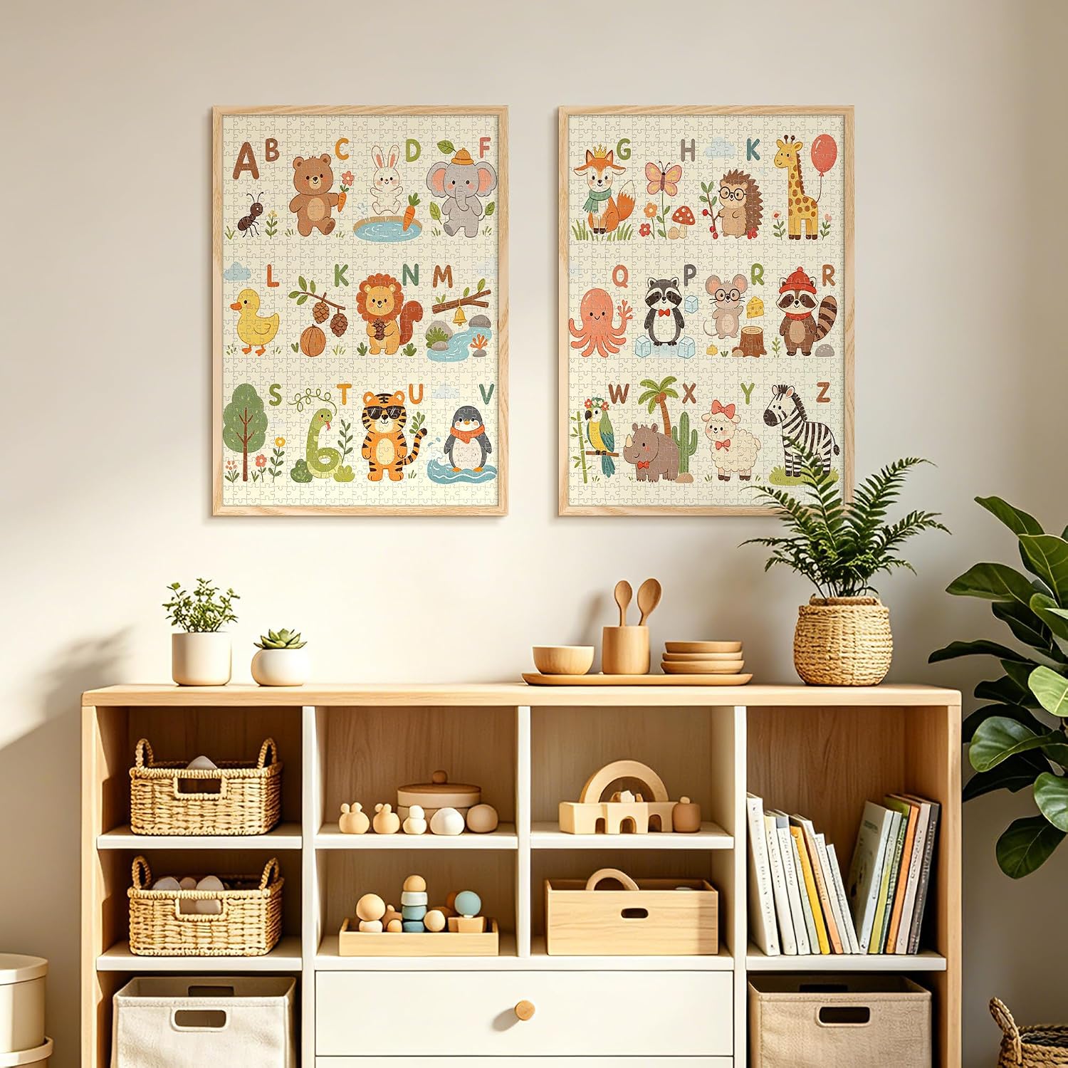 Thumbnail 2 de upsimples 50x70cm Puzzle Frame, Natural Style, Wall-Mount with Mat Option