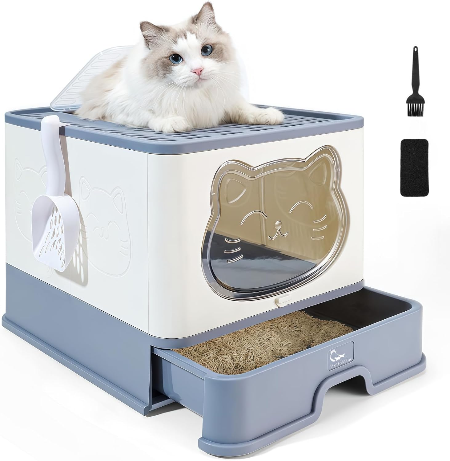 Thumbnail 6 de HelloMiao Vollständig geschlossene Katzentoilette mit Dach – flexibel, geruchsfrei und faltbar (bis 8 kg)