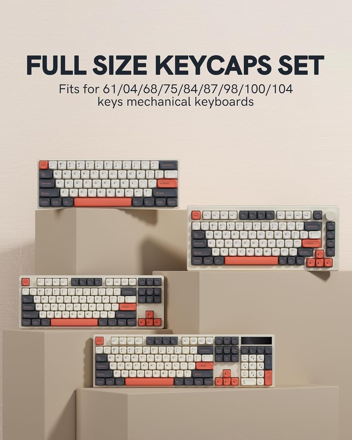 Thumbnail 6 de Keymatic Kc-001 109-Key MOA Keycap Set, Dye-Sublimated Vintage Gray-Orange