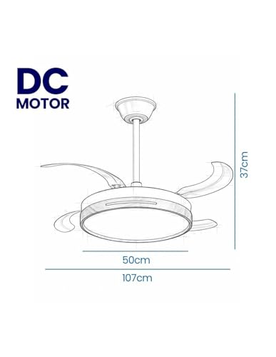 Detalle de Jardin202 Ventilador de Techo con aspas retráctiles y Luz LED regulable — 50 cm