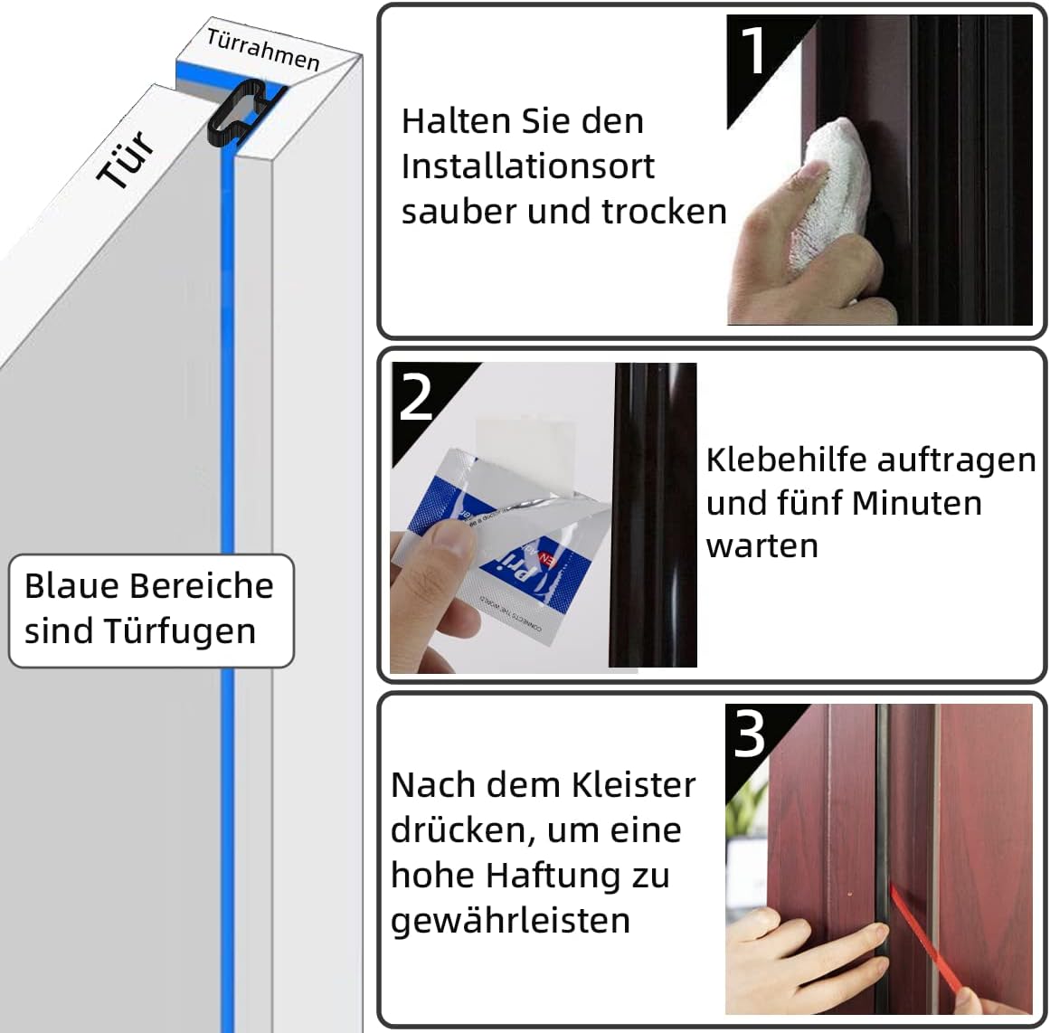 Thumbnail 5 de Dichtungsband Türdichtung D‑Schwarz 6 m 🪟