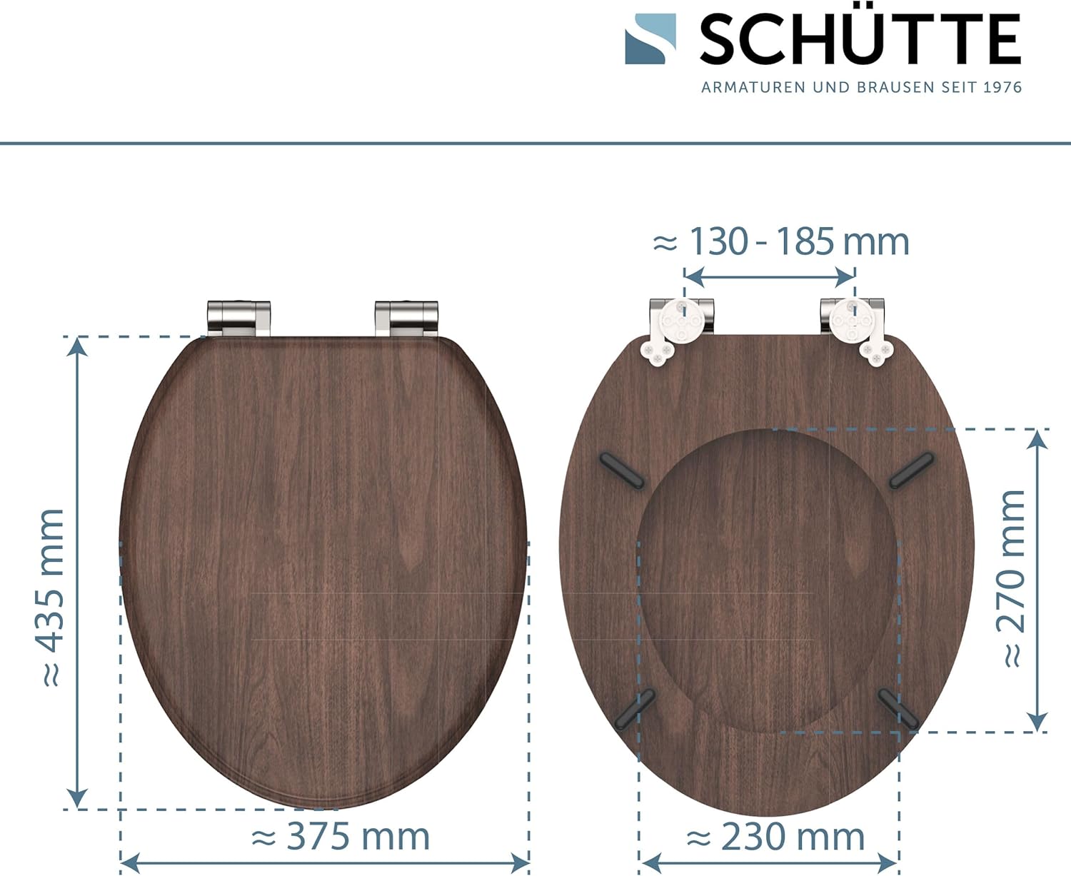 Detalle de SCHÜTTE DARKWOOD Siège de WC à abaissement automatique – bois et motif, charge 150 kg