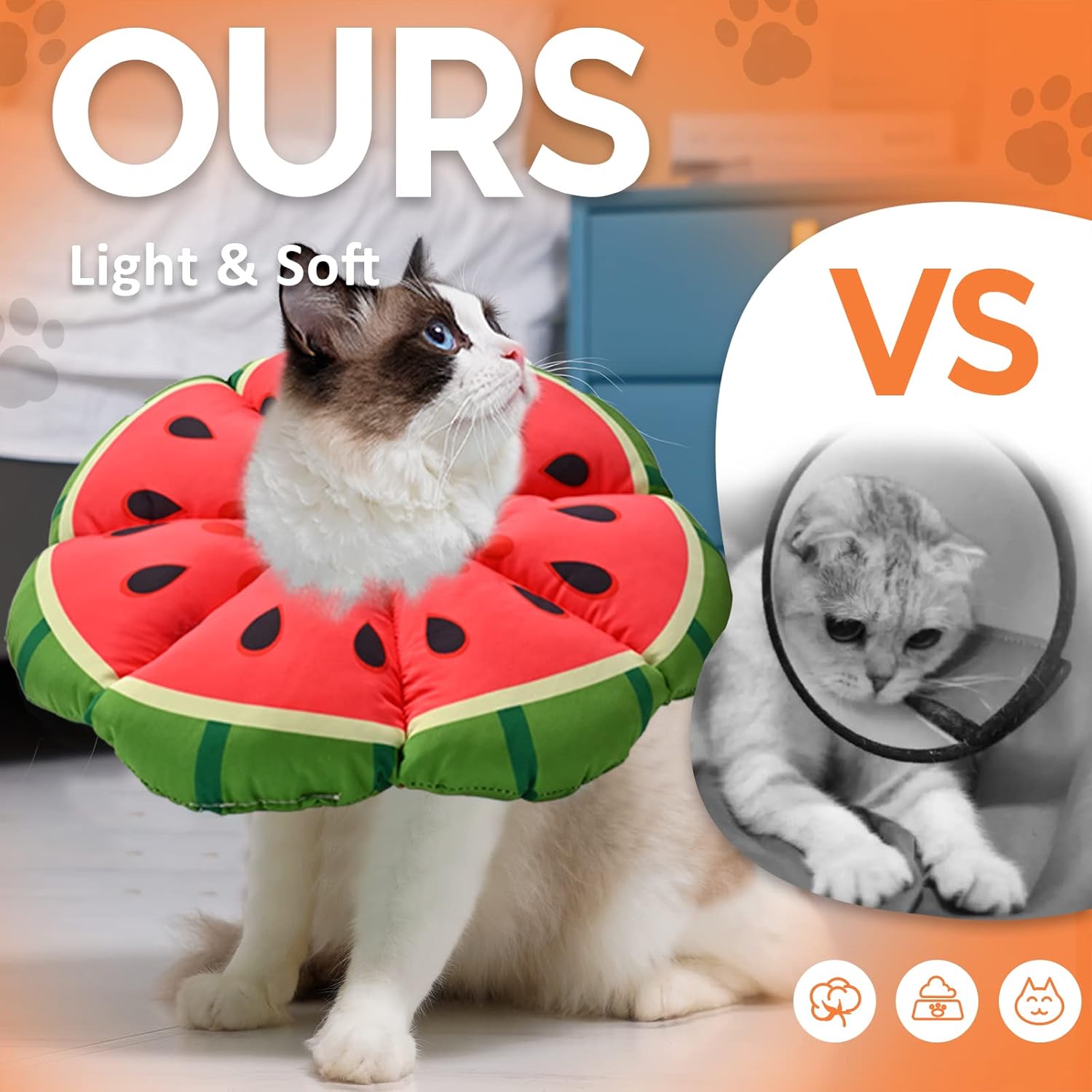 Thumbnail 6 de Avont Cat Cone Collar Soft, Adjustable – Watermelon (M) for Post-Surgery Recovery