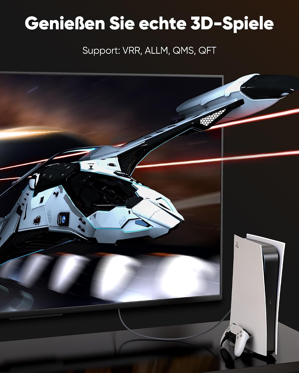 Thumbnail 6 de Highwings HDMI 2.1 Kabel 8K (8 m) mit 48 Gbps – Ultra Highspeed für PS5, TV, Blu-ray & Monitore