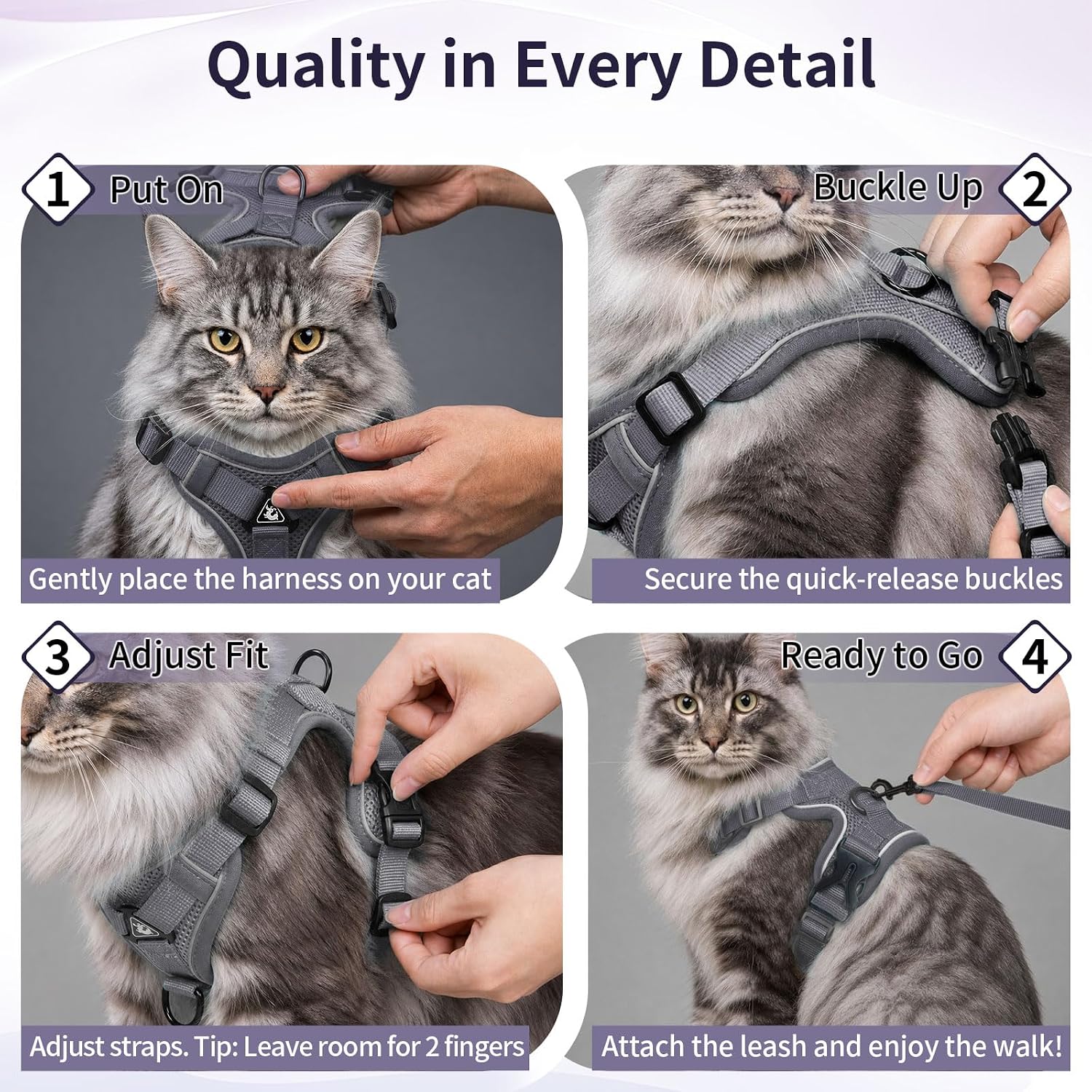 Detalle de Cat Harness and Leash Set M