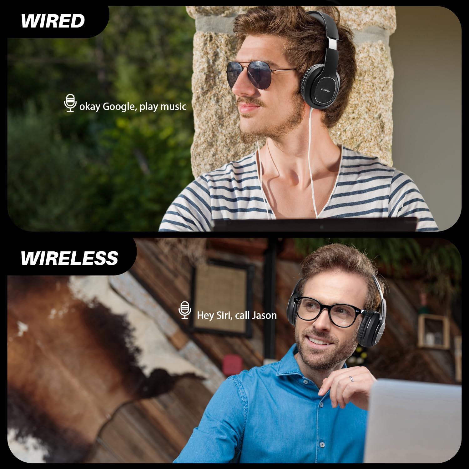 Detalle de WorWoder wireless headphones 80hrs comfort