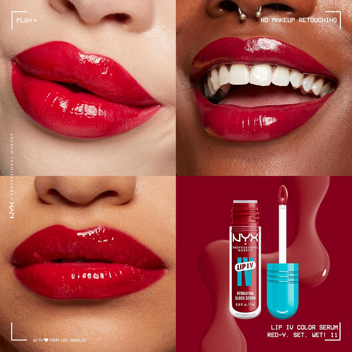Thumbnail 1 de NYX Lip IV Hydrating Gloss Stain – 2 in 1 Feuchtigkeitspflege und langanhaltende Farbe in Red-y.Set.Wet!