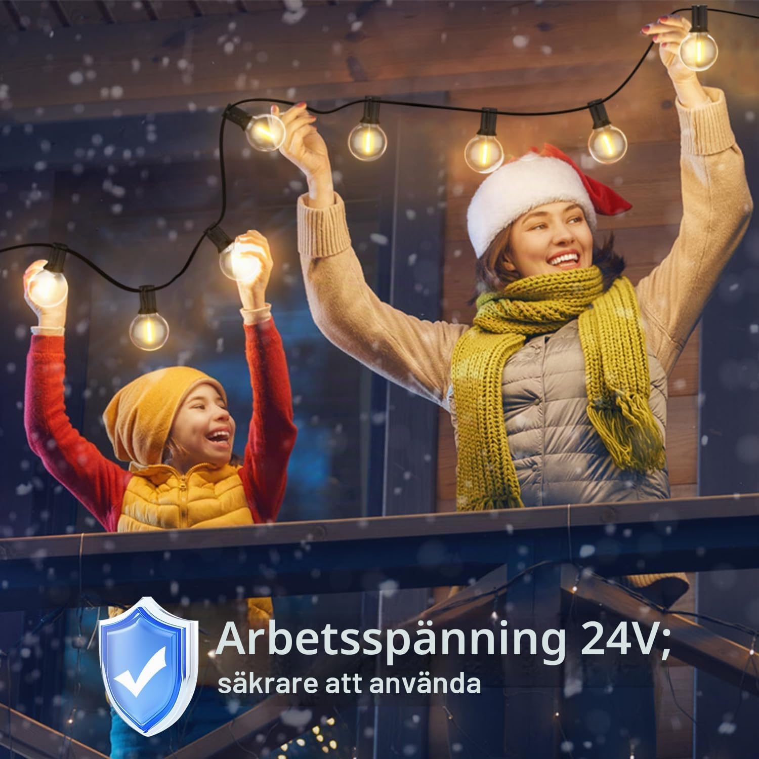 Detalle 2 de FARNY G40-ljusslinga för utomhusbruk, 7,6 m, 24 V och varmvitt LED-ljus