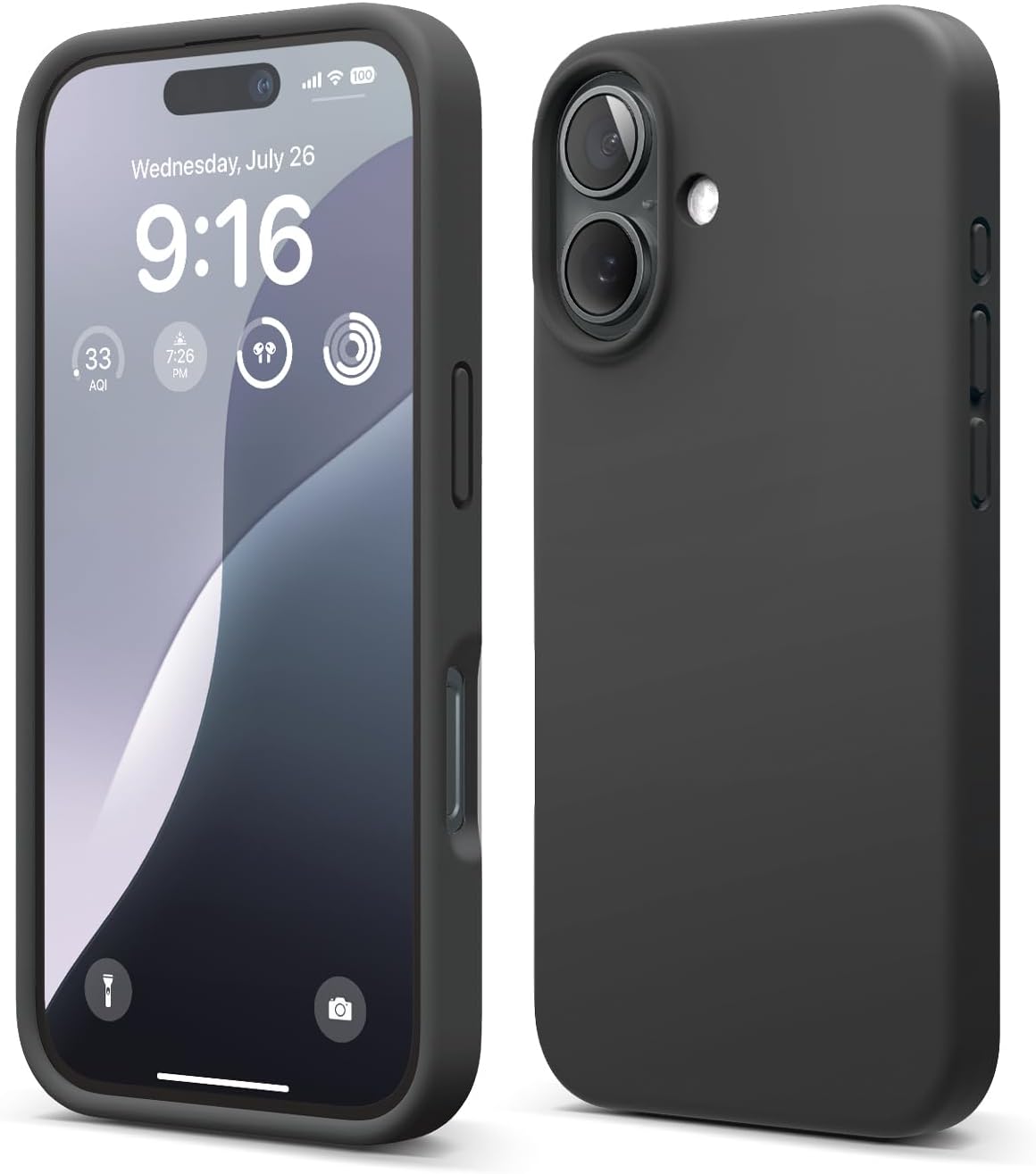 Detalle de elago Coque Silicone Liquide Premium pour iPhone 16 – Étui intégral antichoc noir avec doublure microfibre anti-rayures