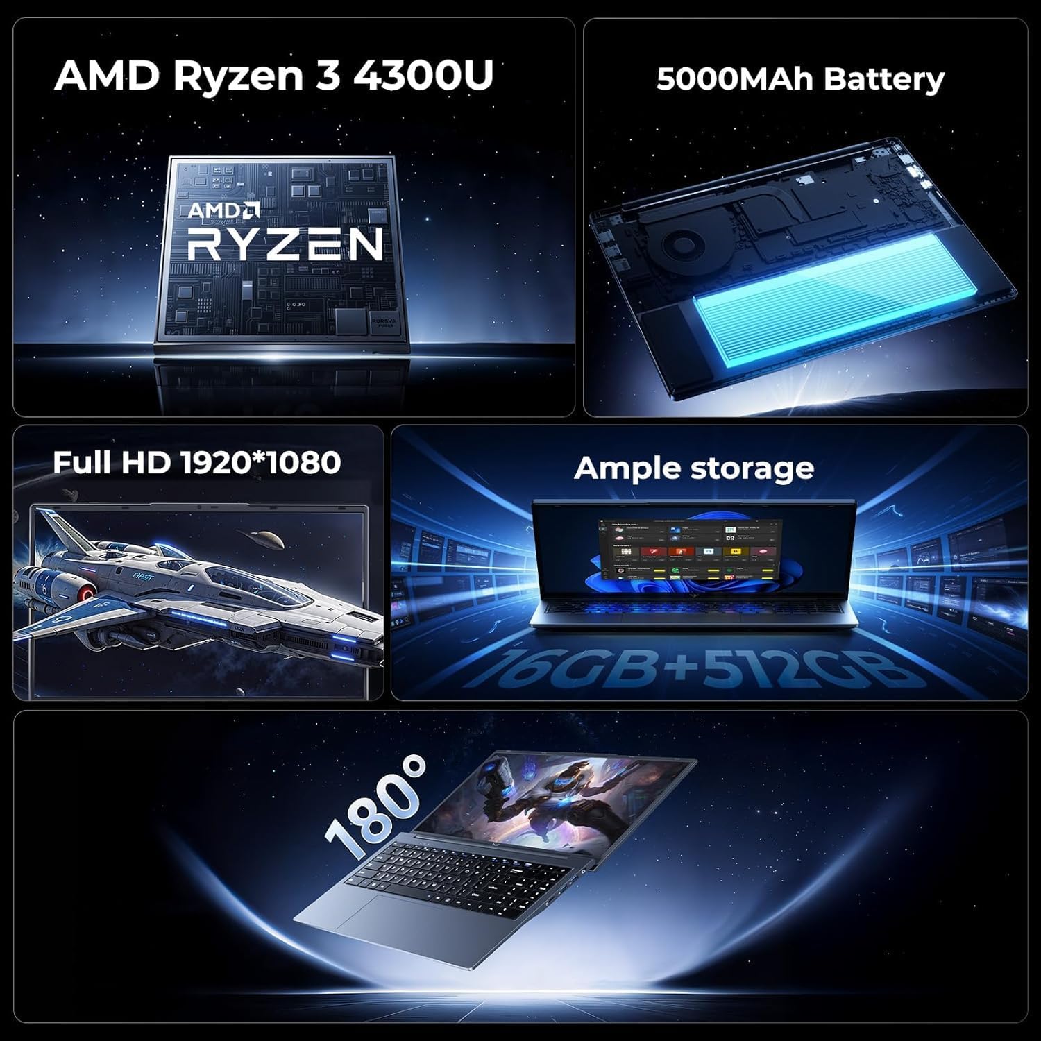 Thumbnail 1 de MALLRACE Gaming Laptop with AMD Ryzen 4300U: Solid multitasker for work, study, and light gaming