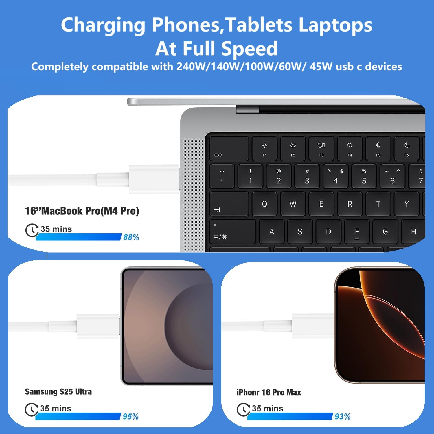 Thumbnail 2 de 240W USB-C Charge Cable 2M (USB-C to USB-C) for MacBook, iPad & iPhone