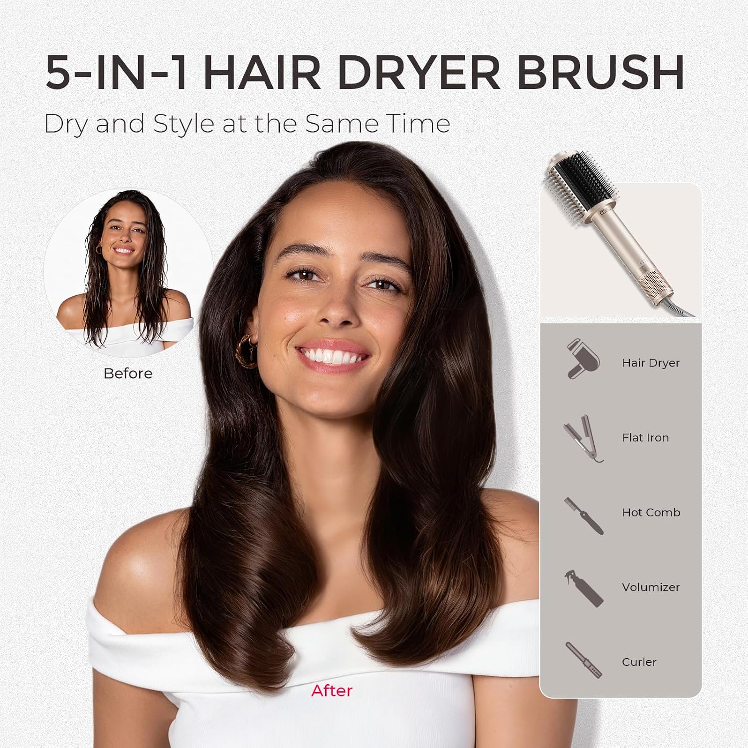 Thumbnail 5 de TYMO AIRBEAM Hair Dryer Brush: 5-in-1, Lightweight Fast-Drying with Ionic Technology