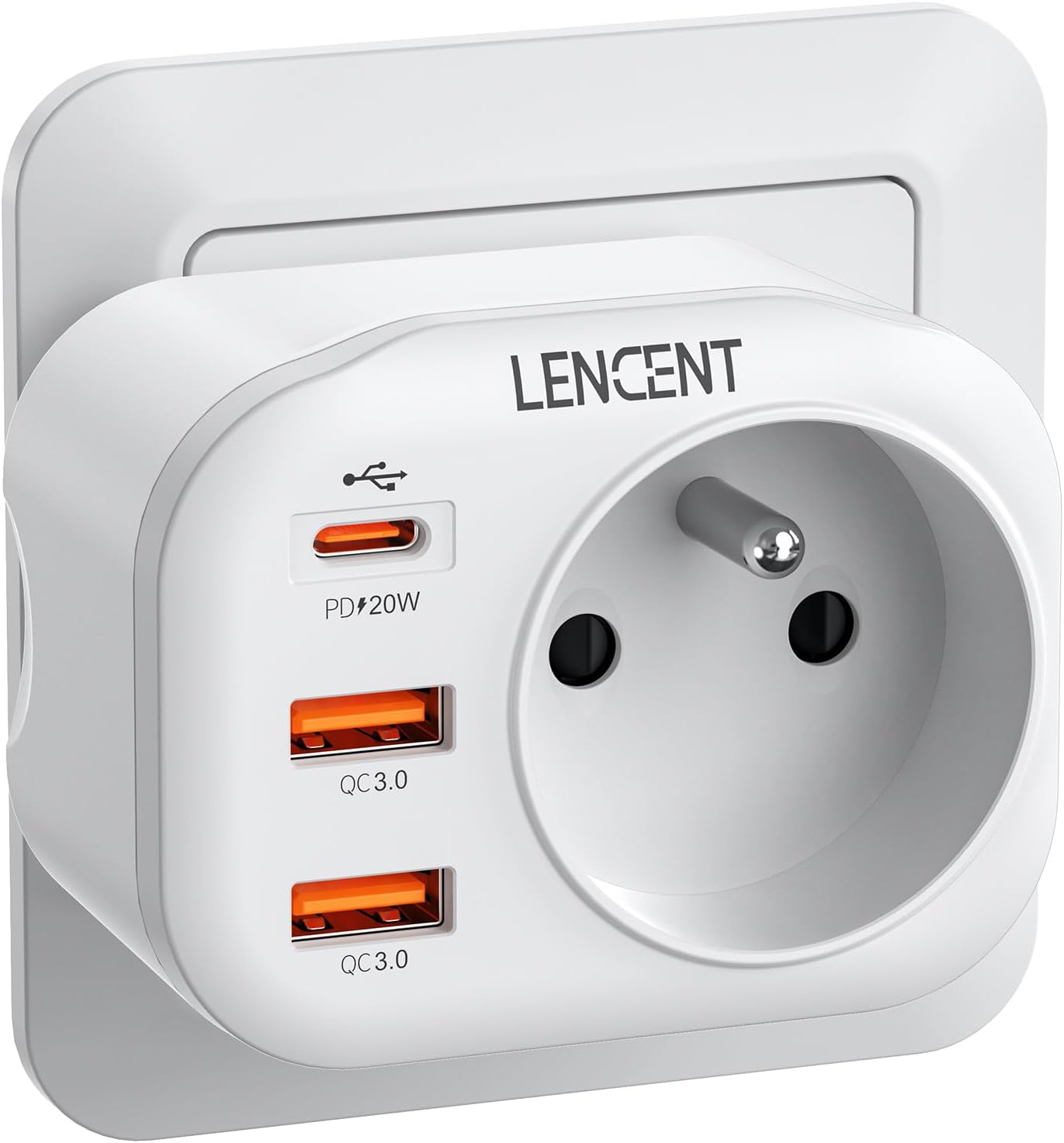 Detalle de LENCENT Prise USB 20W Chargeur Rapide