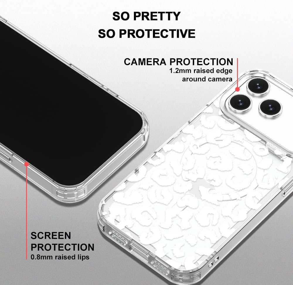 Thumbnail 3 de MOSNOVO for iPhone 17 Pro Max Case with MagSafe, Camera Control, Clear White Leopard Print