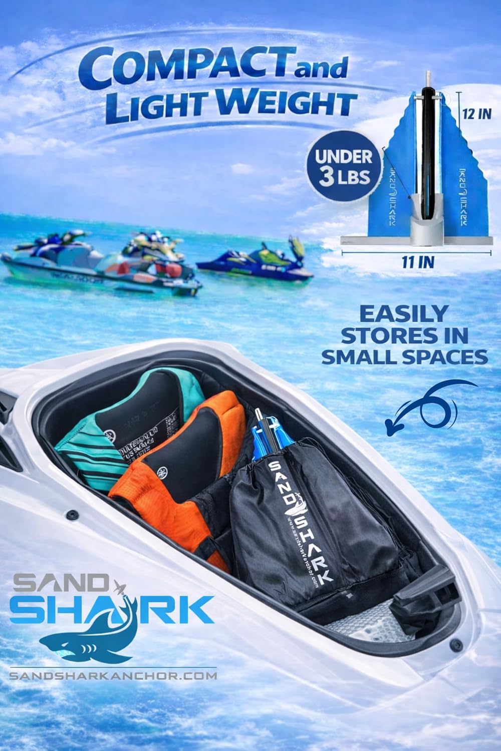 Detalle de SandShark Premium Fluke Anchor with Retractable Shaft for Small Boats and Jet Skis