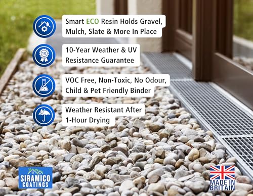 Detalle de GRAVELHOLD Pour On ECO Resin™ Glue by Siramico Coatings (5L): Water-based Binder for Gravel, Mulch and Garden Borders