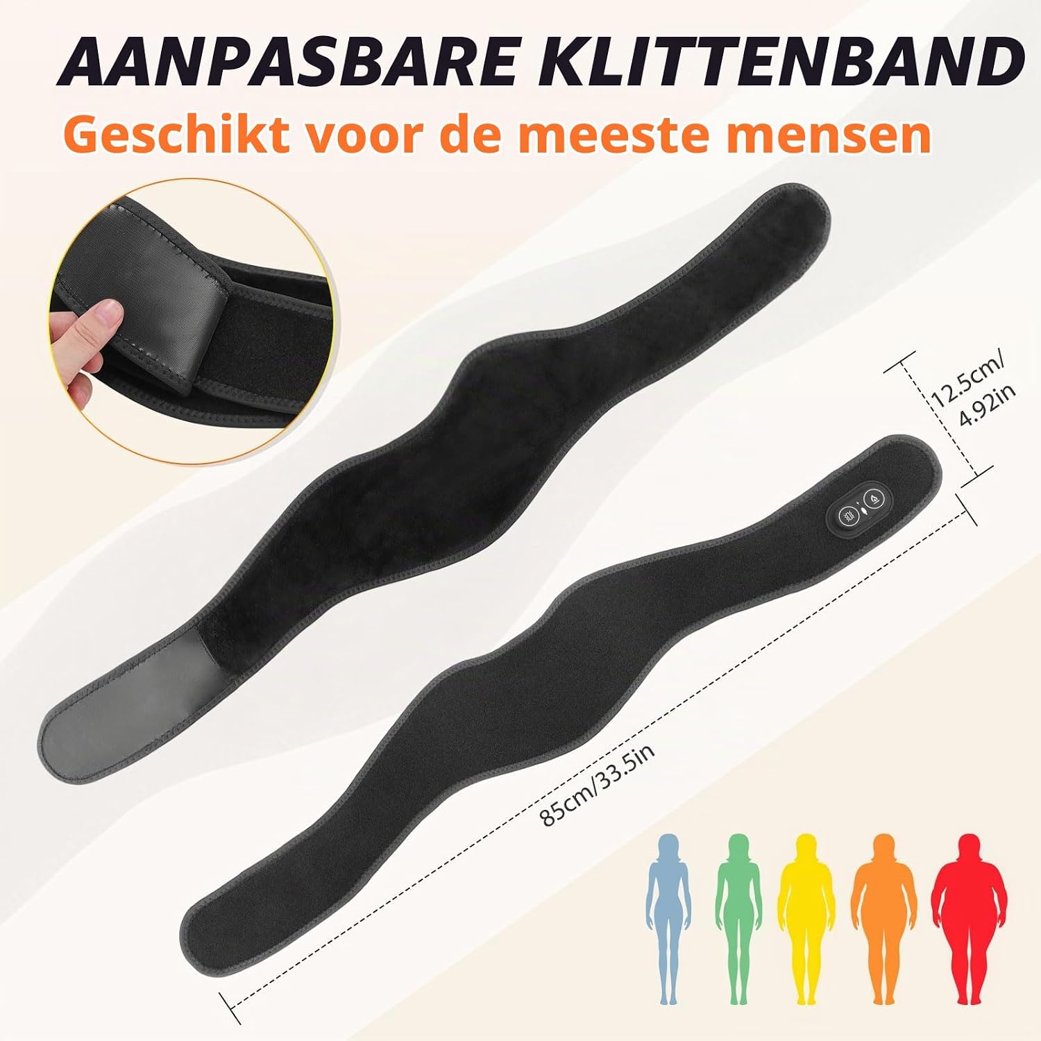 Detalle de DYMROGE nekwarmtekussen, 85 cm met 660nm rood licht en trilmassage
