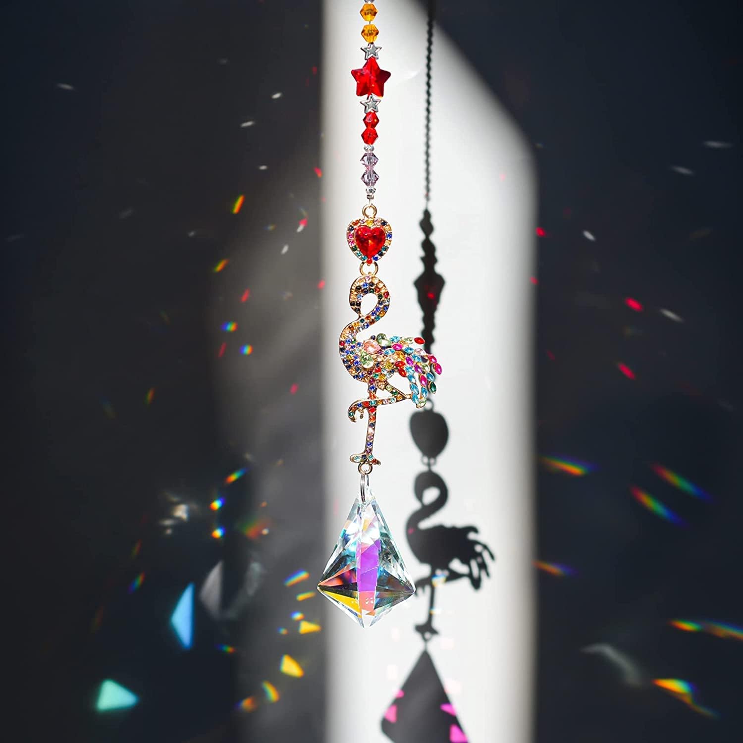Detalle de H&D HYALINE & DORA Flamingo Crystal Suncatcher 1pc 🌟