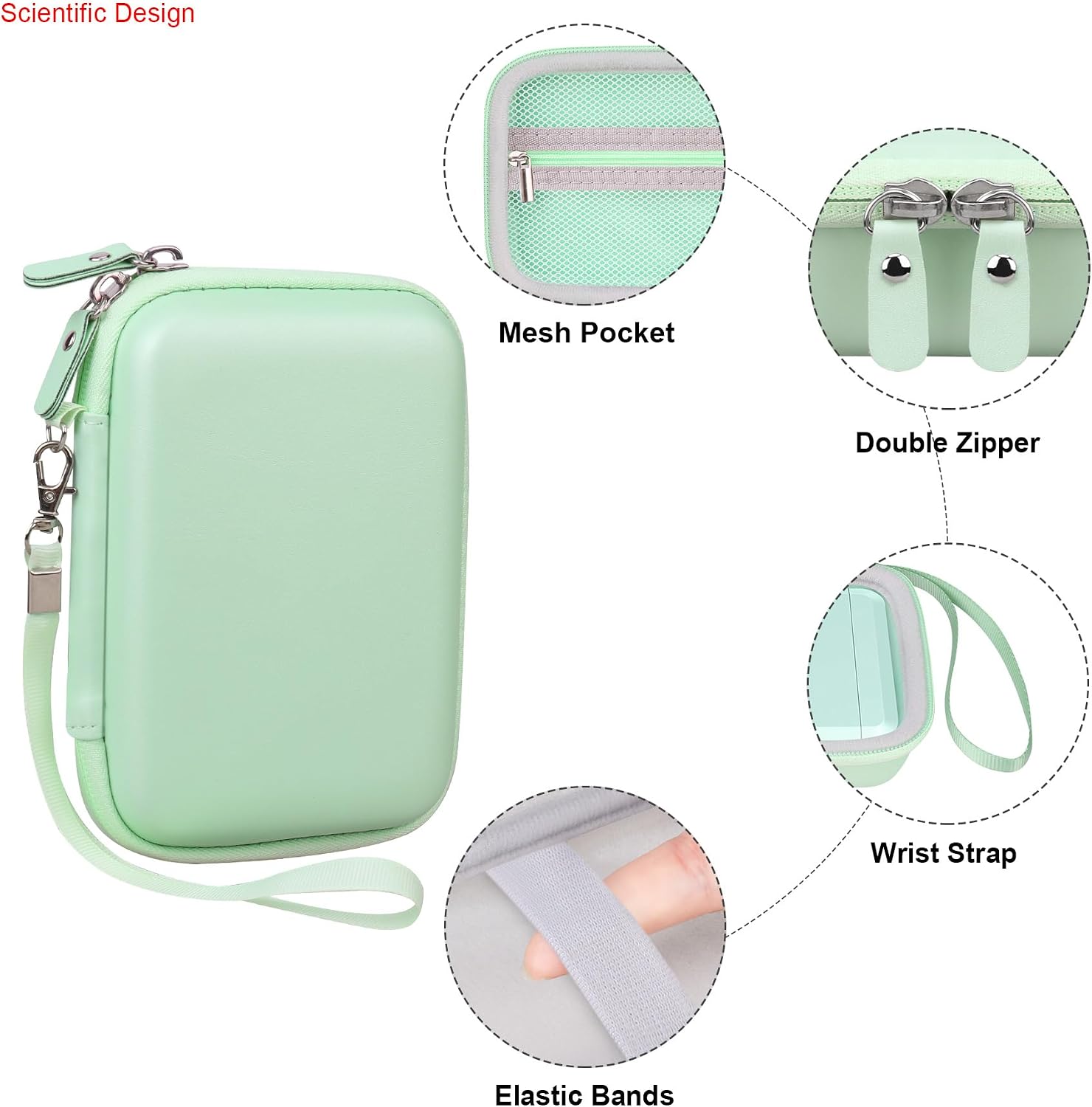Detalle 2 de Elonbo camera carrying case for Fujifilm Instax Mini EVO instant camera – green protective storage holder