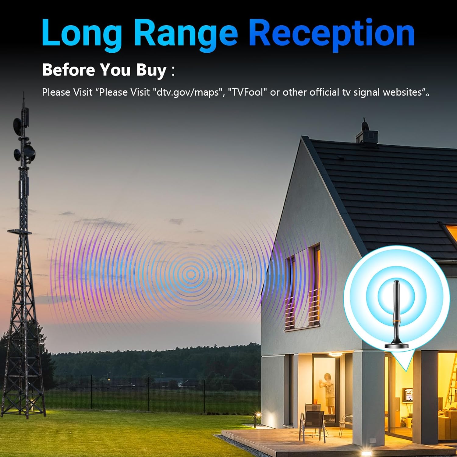 Detalle 2 de TV Antenna Indoor: 360° Smart HDTV Reception for Local Channels