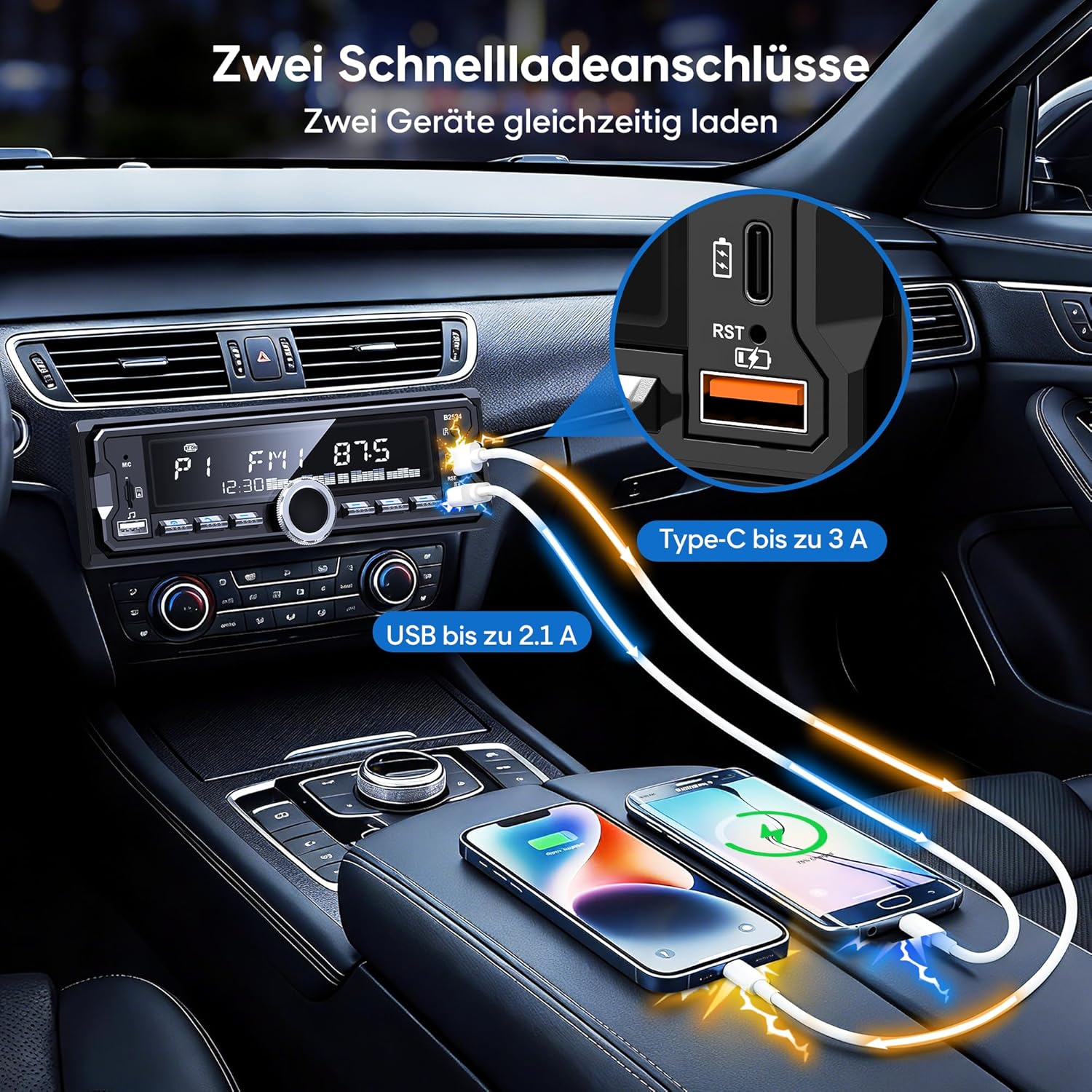 Thumbnail 3 de CENXINY 1-DIN Autoradio DAB/DAB+ mit Bluetooth, FM/AM/RDS, 2x USB und Fernbedienung