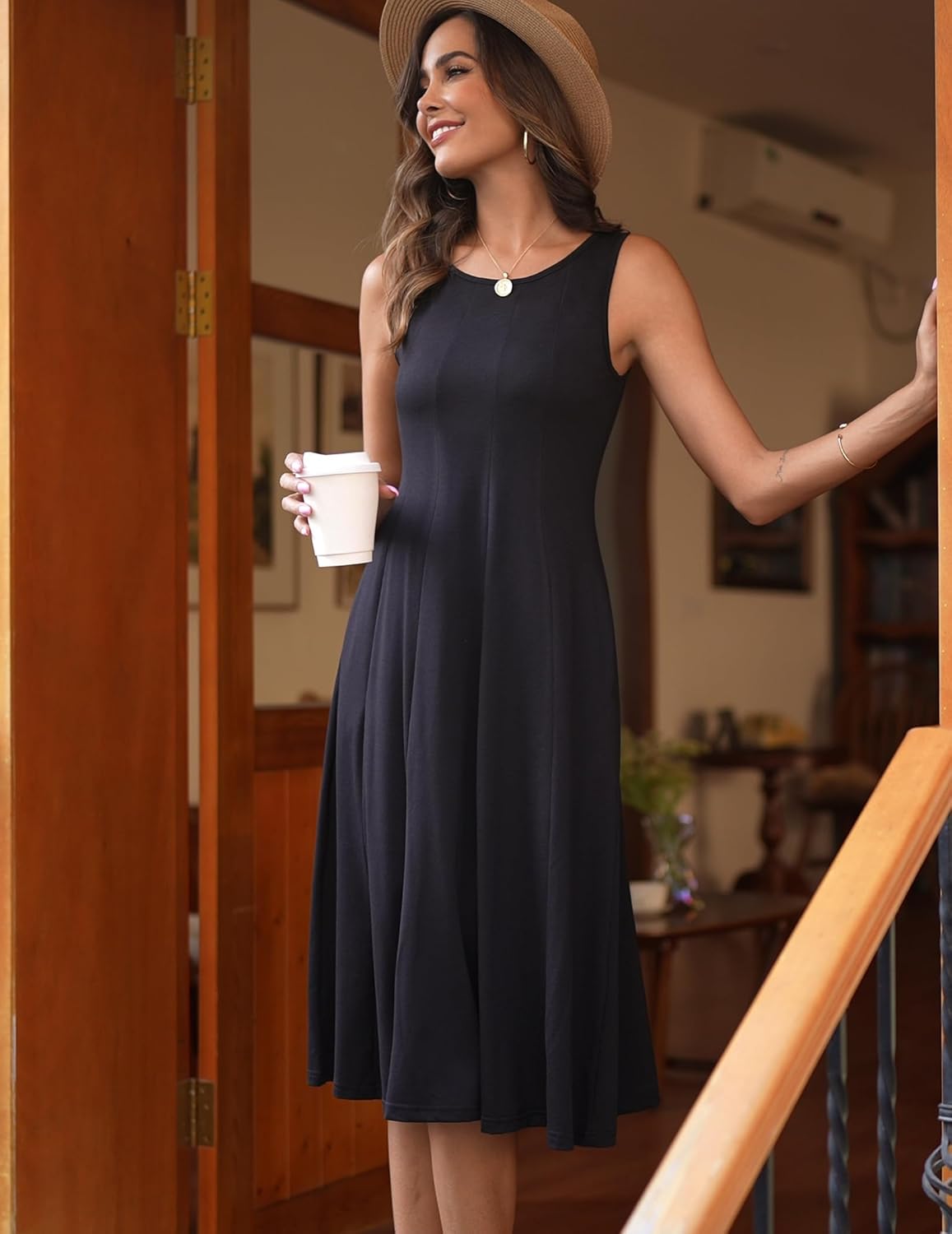 Thumbnail 3 de Hotouch robe d’été femme en jersey, sans manches plissée avec poches