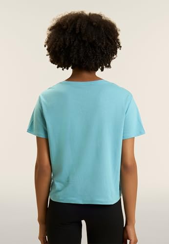 Detalle de FREDDY T-Shirt Cropped Manica Corta con Piccolo Logo Donna – Azzurro, Large