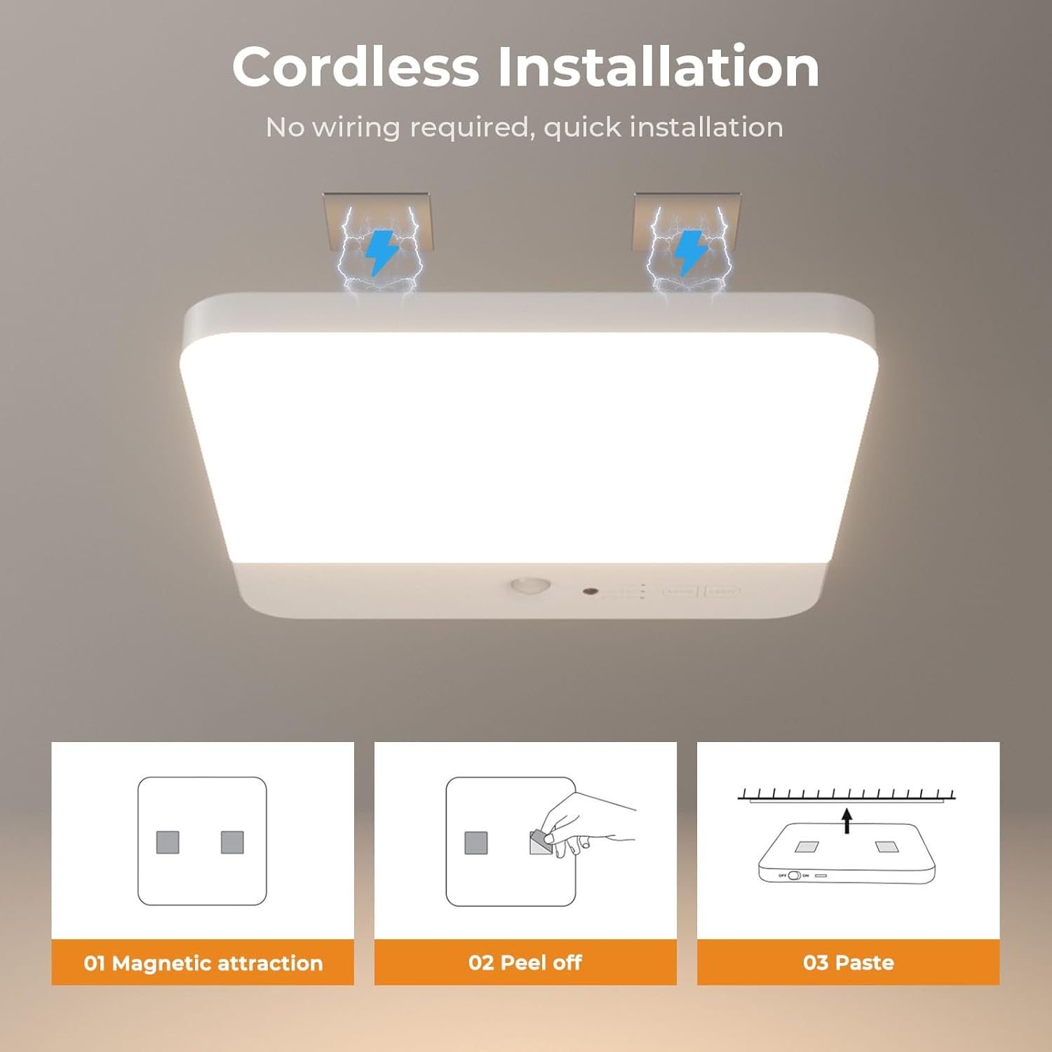 Thumbnail 6 de FULEN LED Ceiling Light with Motion Sensor — Cordless, Battery-Operated Ceiling Lamp