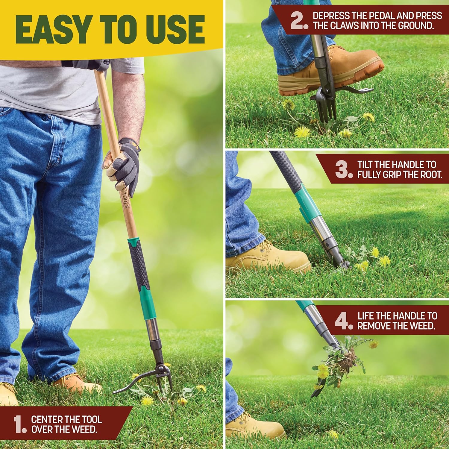 Detalle de Papa's Tools Weed Puller 44" Stand Up Weeder 📏