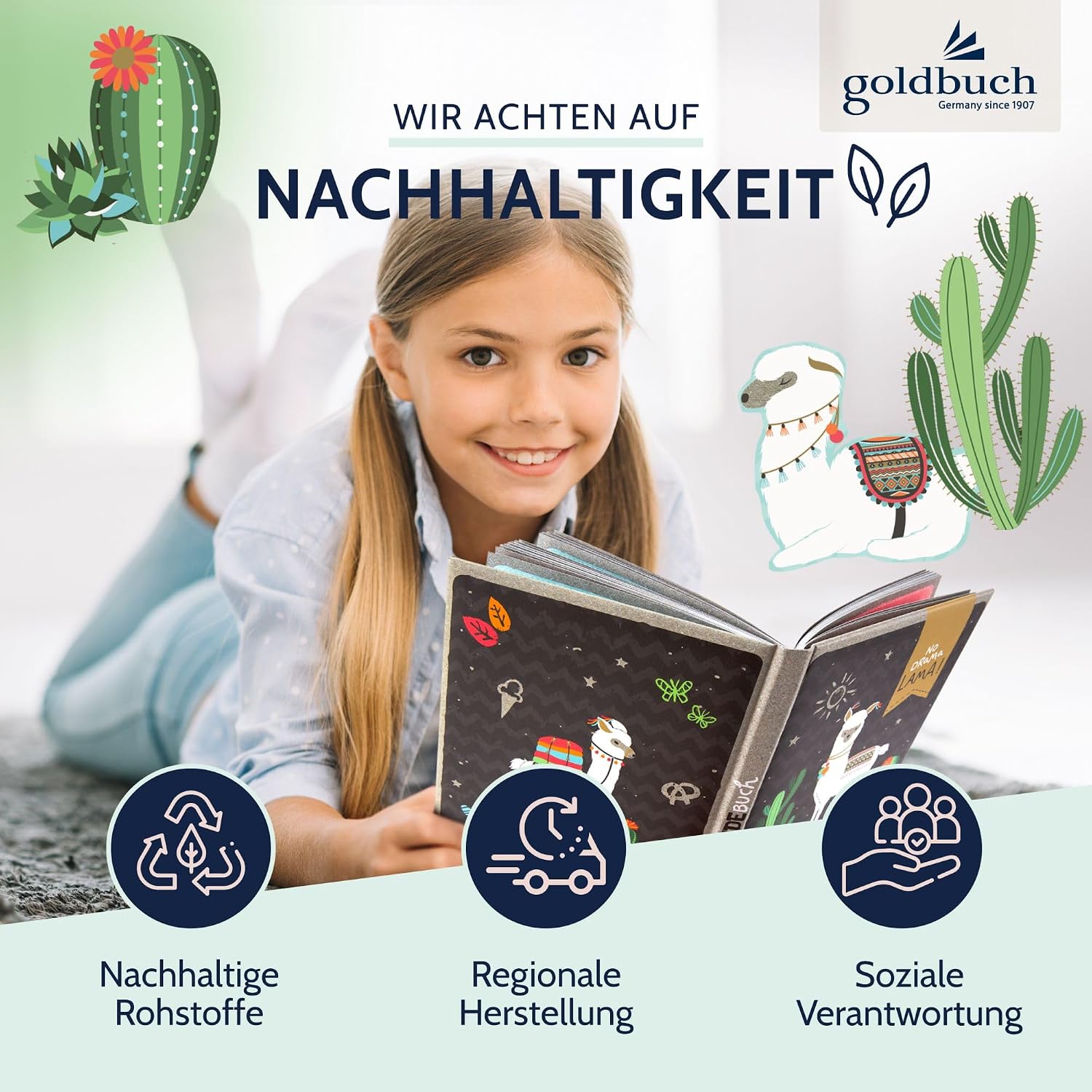 Detalle de goldbuch 43581 Freundebuch Happylife Lama (DIN A5) – Erinnerungs- und Notizbuch zum Ausfüllen mit 84 Seiten