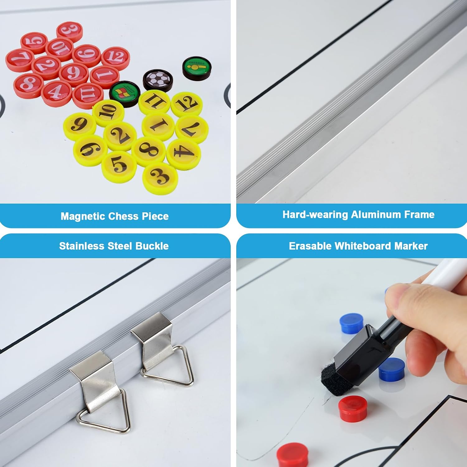 Thumbnail 6 de RoseFlower magnetisch voetbal-tactiekbord, dubbelzijdig met stift en magneten
