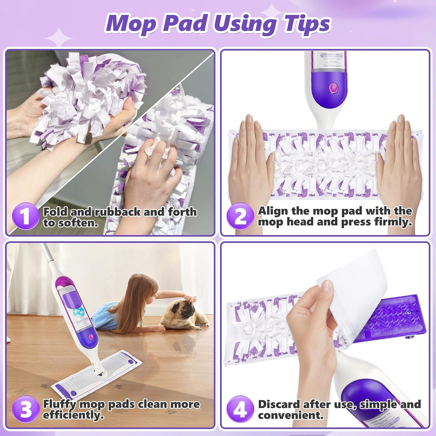 Detalle 2 de EHADOO Mop Pads Refills for Swiffer Power Mop: 20-Pack Wet/Dry Disposable Pads for Multi-Surface Cleaning