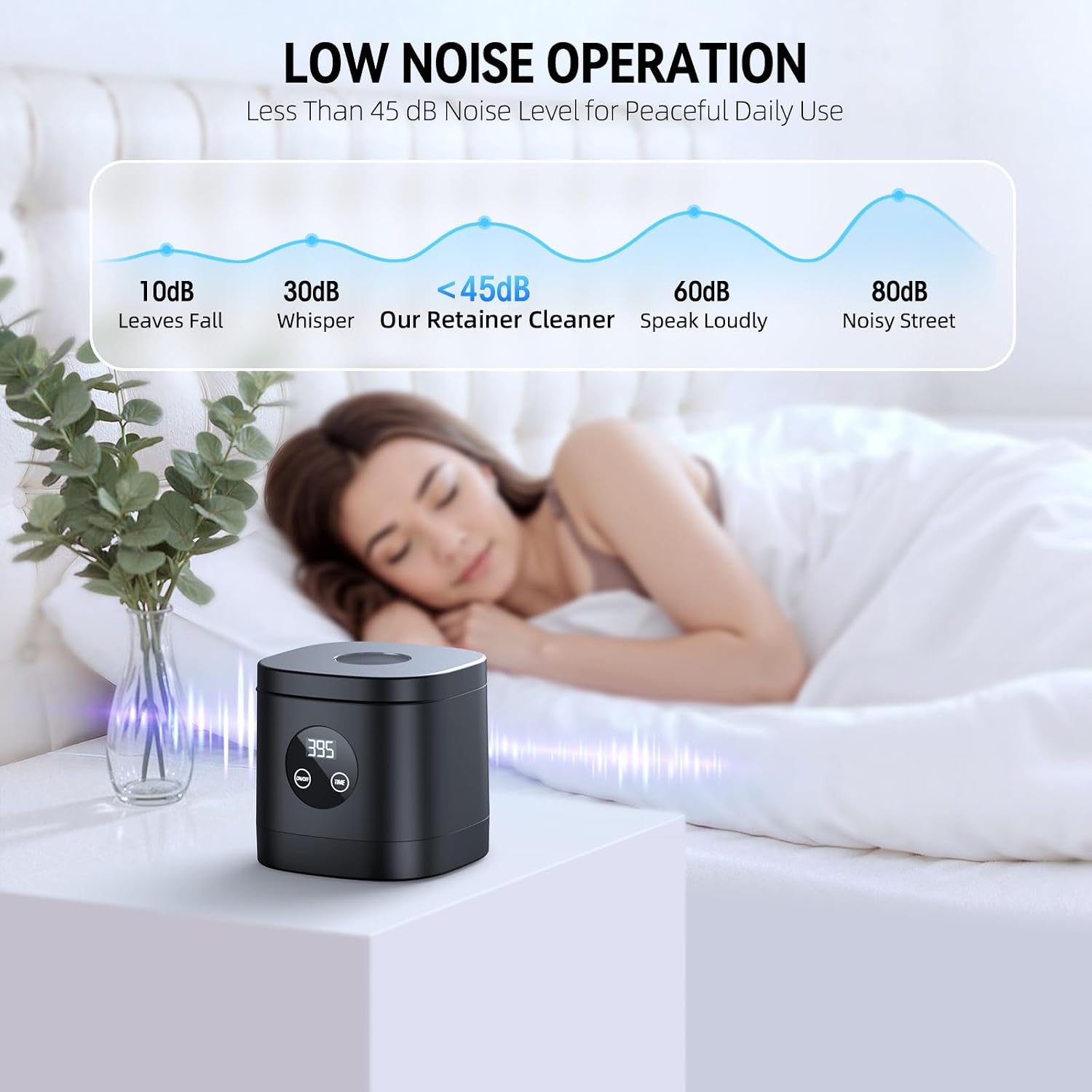 Detalle de COBEEK Ultrasonic Retainer Cleaner Machine, 52kHz 250ml Capacity — Deep Cleaning for Retainers, Braces, and More