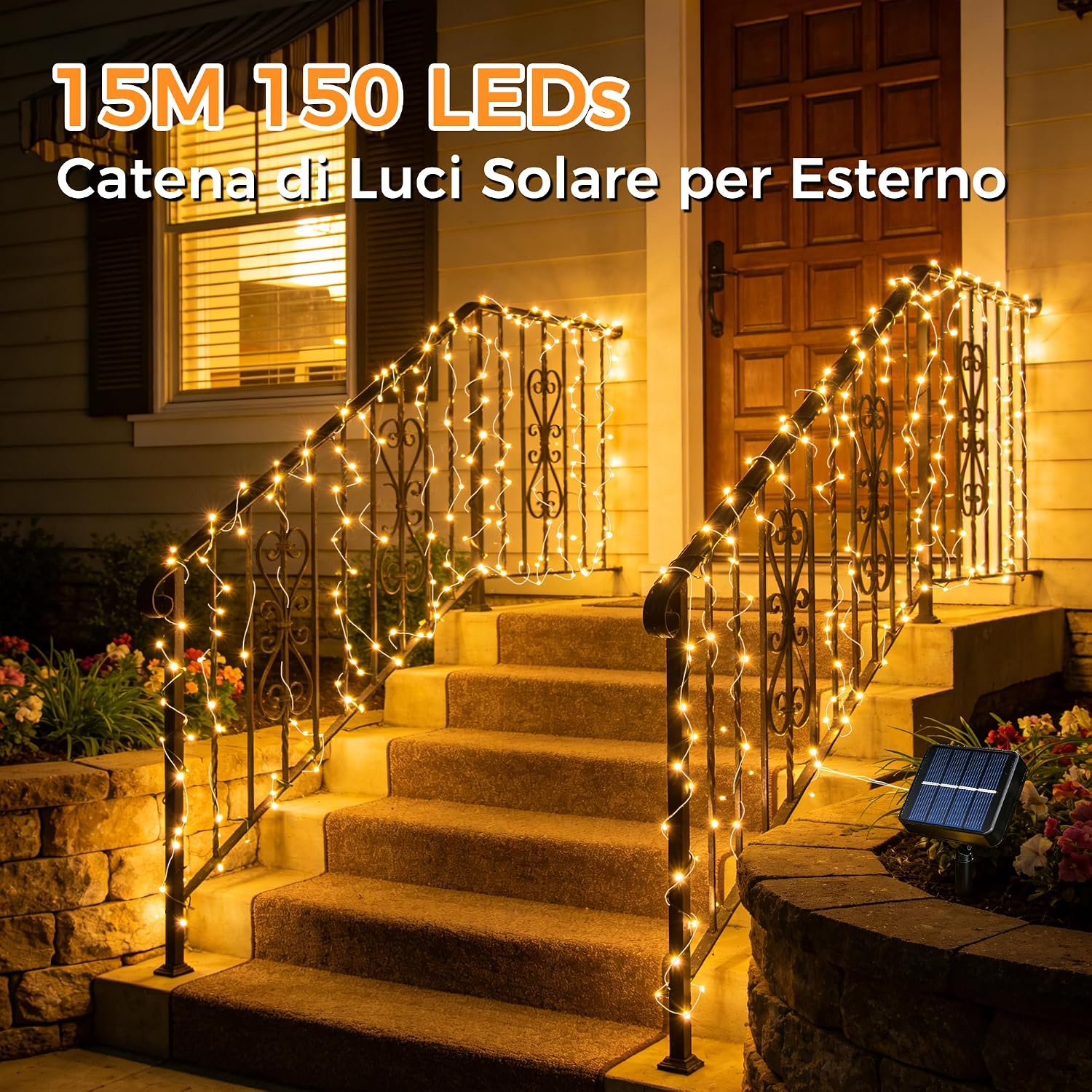 Detalle de HeiPard Catena Luminosa Esterno Solare 2 Pezzi 30 m LED - IP65, Luce calda, 8 modalità con Memory