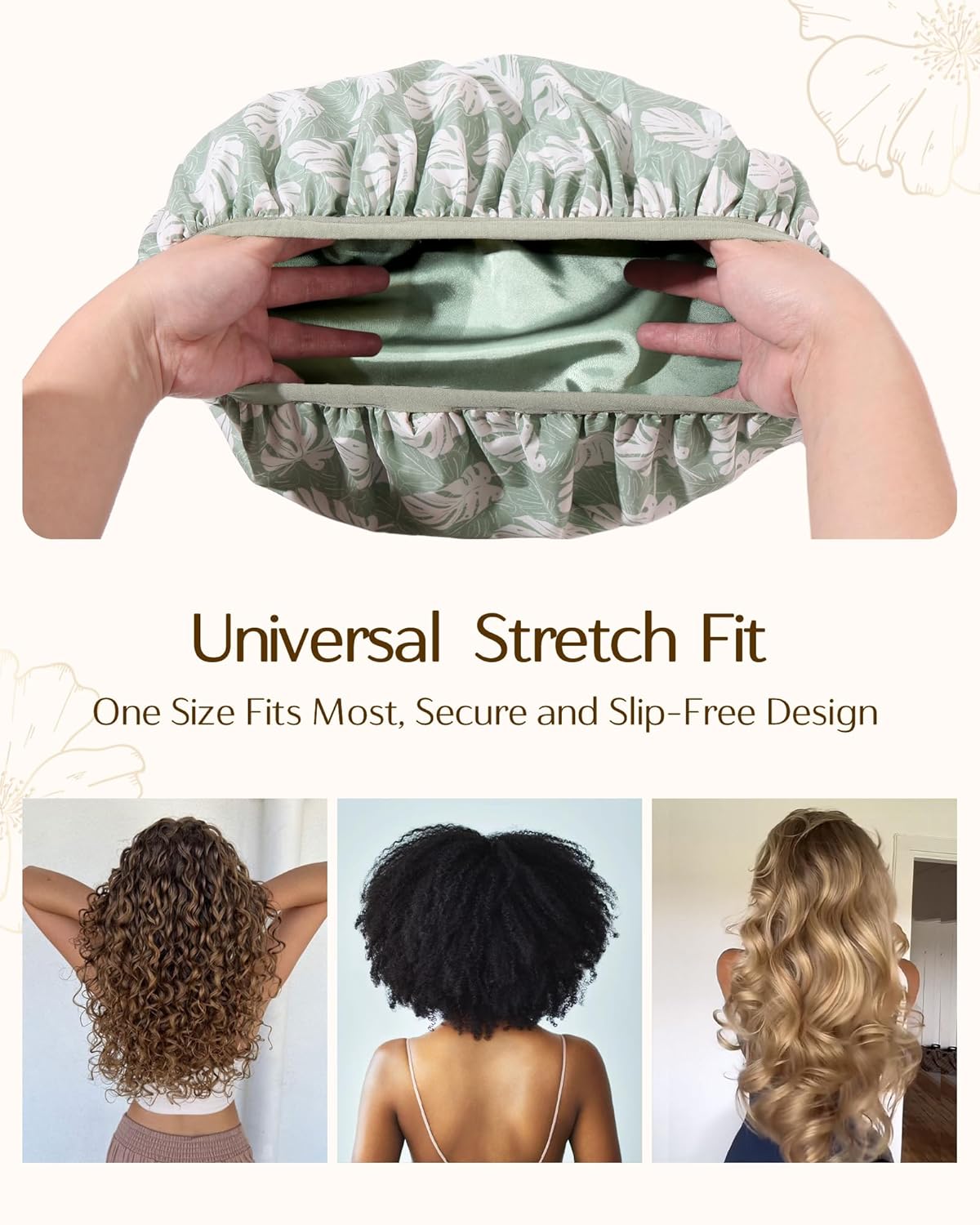 Thumbnail 4 de Yanibest Shower Cap for Women - Frizz Free Satin Lined, Waterproof, Large Double Layer Reusable with Soft Elastic Band