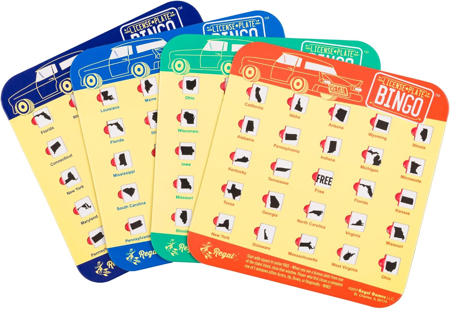 Thumbnail 6 de Regal Games Finger-Tip Shutter Bingo Cards - 4-Pack Travel Set (Interstate & Auto Bingo) with Sliding Windows