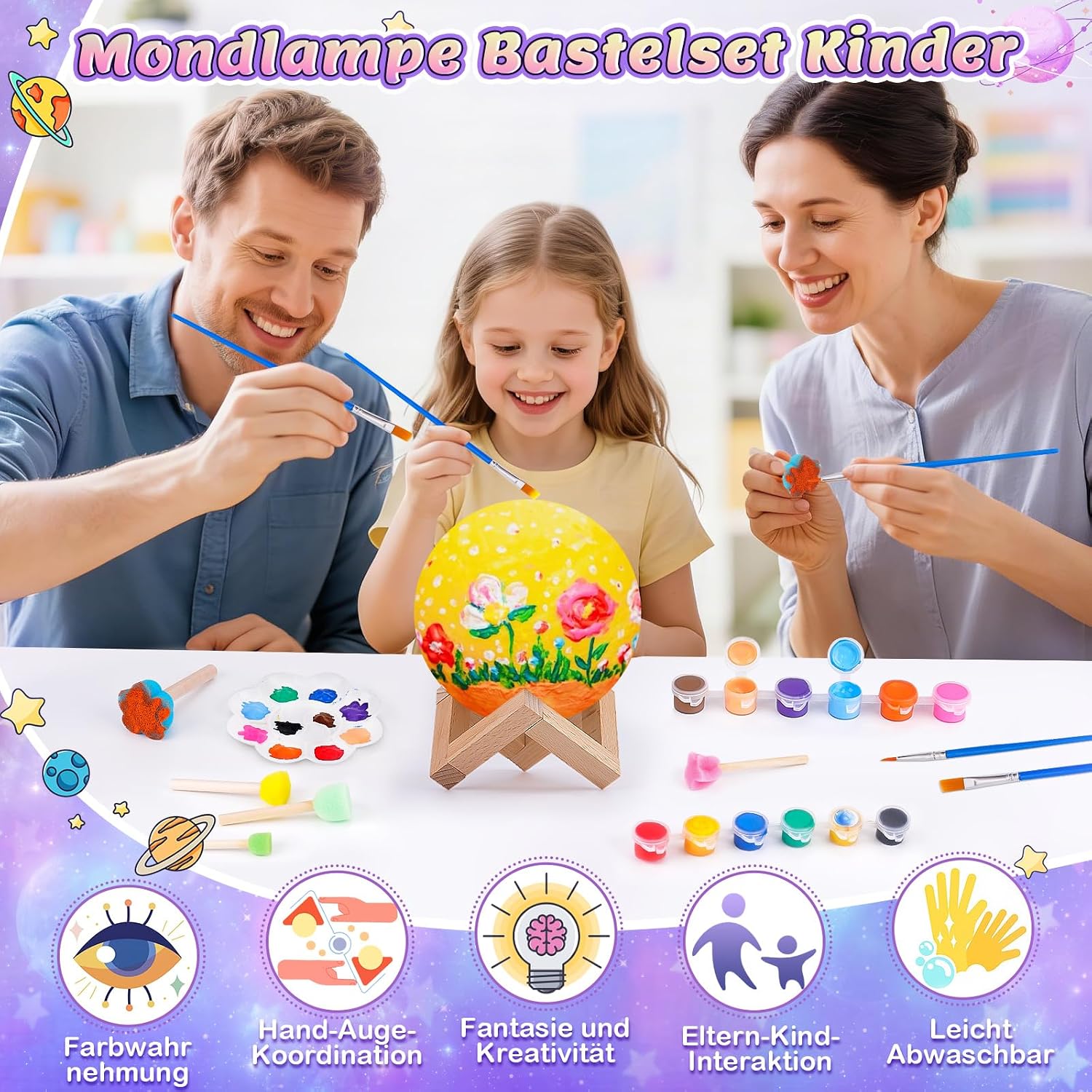 Detalle 2 de Mondlampe Bastelset für Kinder – Kreativset für Mädchen ab 6+ Jahren