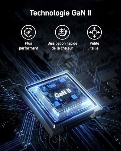 Detalle de Anker Chargeur USB C Nano II 65W, Station 3 Ports — compact et puissant