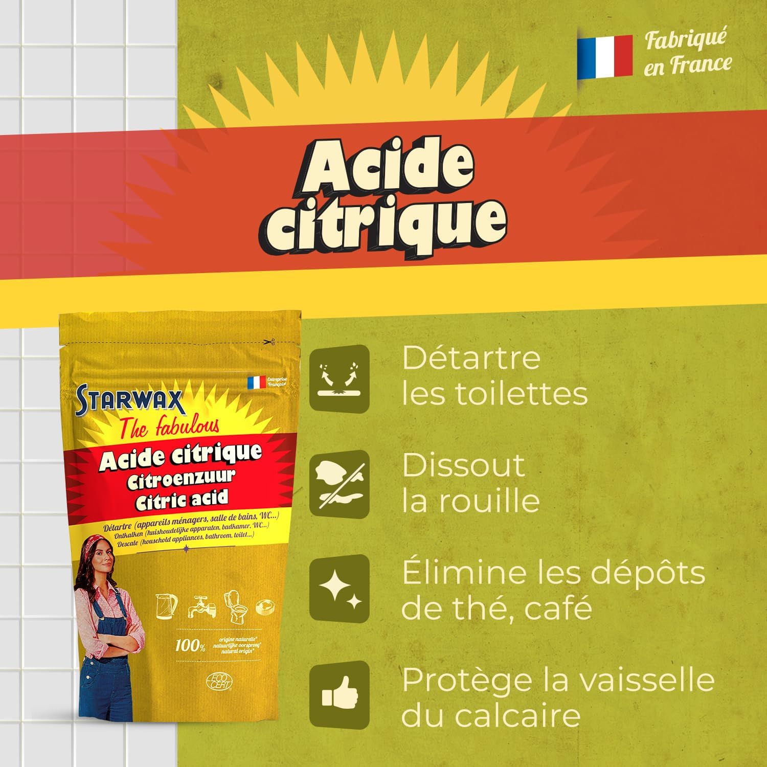 Thumbnail 1 de STARWAX THE FABULOUS - Acide Citrique 1 kg | Détartre les appareils ménagers et surfaces, origine naturelle